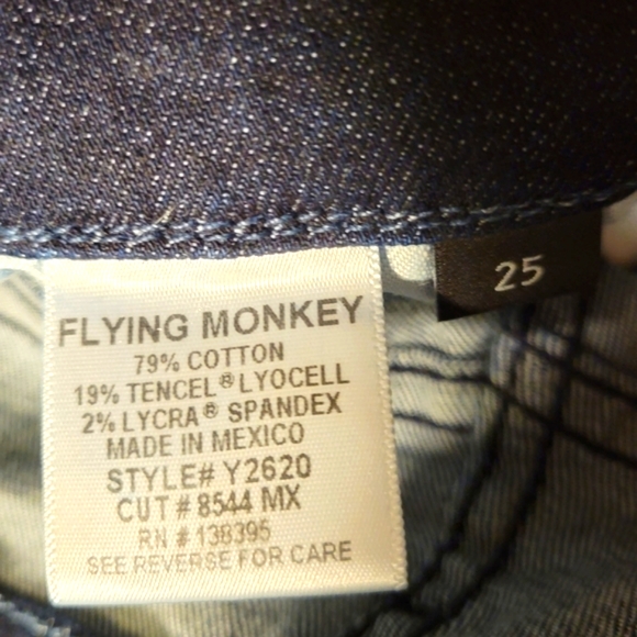 Flying Monkey Black Label Jeans Black and Blue Cropped Stretch sz 25 - Picture 5 of 11